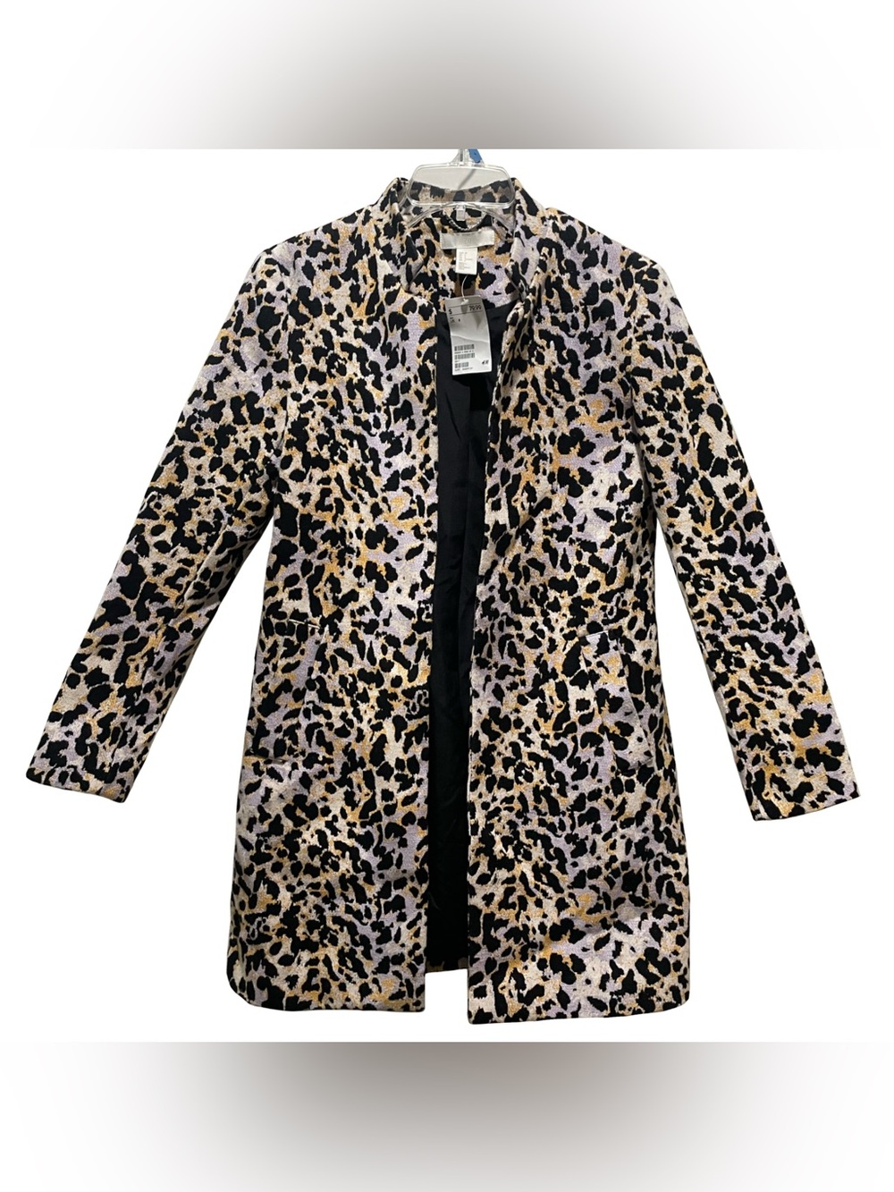 NWT H&M Leopard Animal Print Coat Sz 6 Open-Front Glam Cocktail Classic Luxury